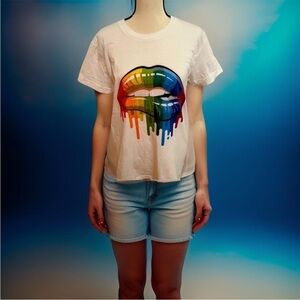 😍American Apparel Colorful Graphic Tee Short Sleeve NWOT